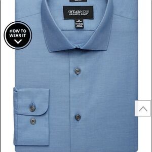 NWT Men's Warehouse awareness Con.Struct Slim Fit Sport Shirt, Navy s 17 32/33